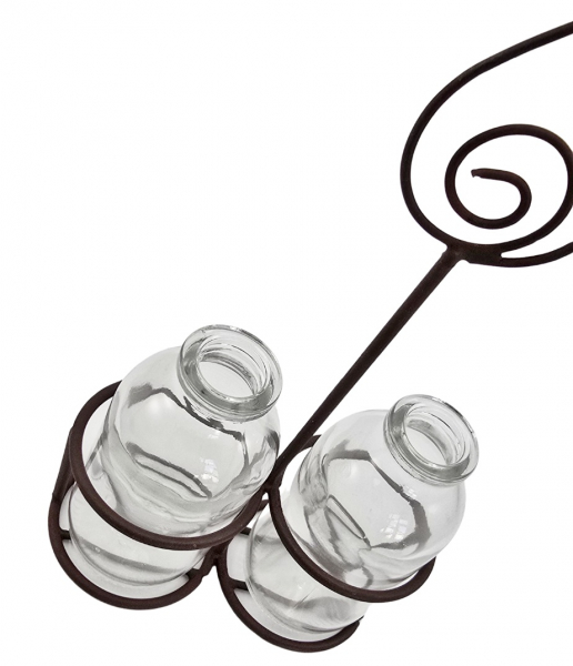 Kartenhalter Flaschenhalter Hase Rost Ständer mit Mini Vase von Madley